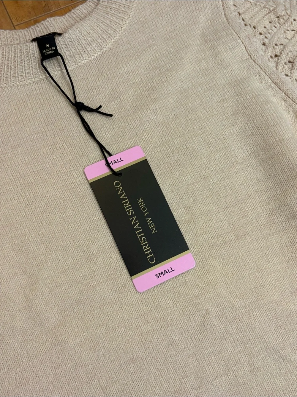 NWT Christian Siriano NY office Cream Knit career Sweater comfy Small fall